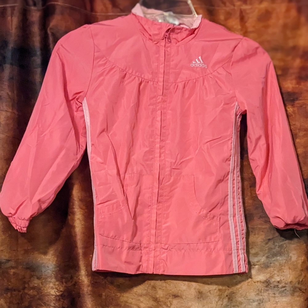 Adidas Pink Girls Jacket and Pants Waterproof Track Suit- 6X